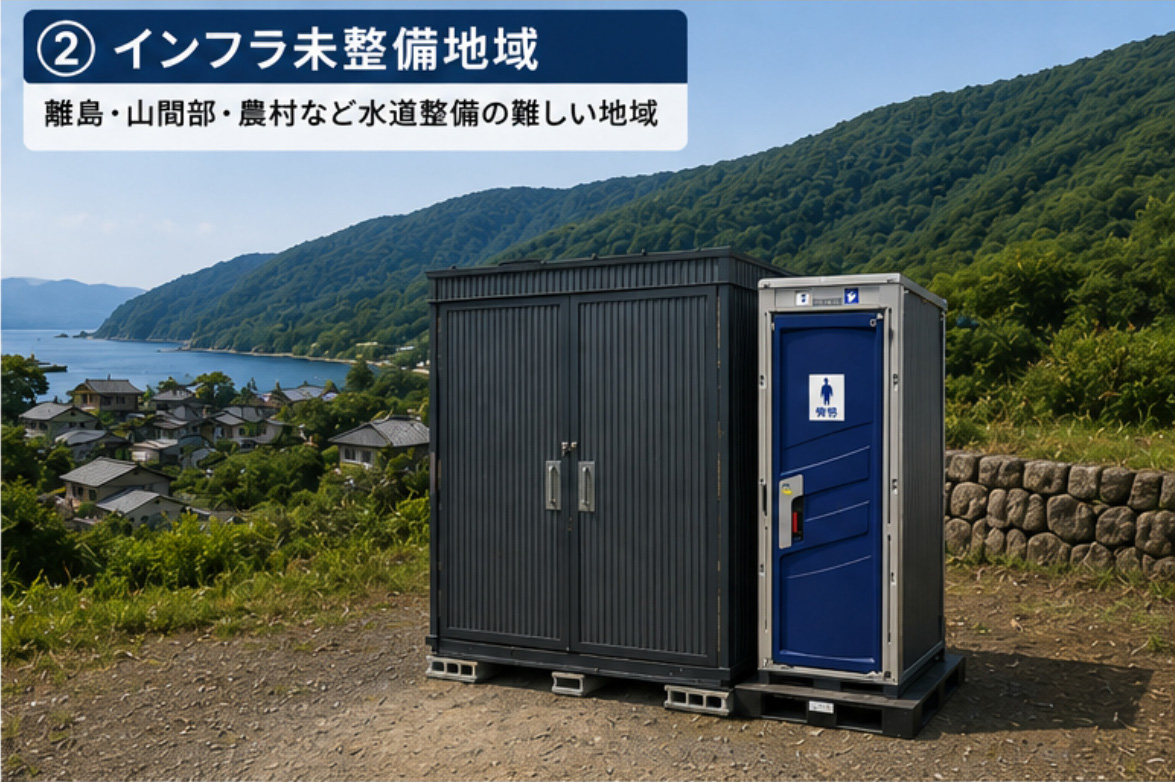 インフラ未整備地域(離島・山間部・農村など水道整備の難しい地域)